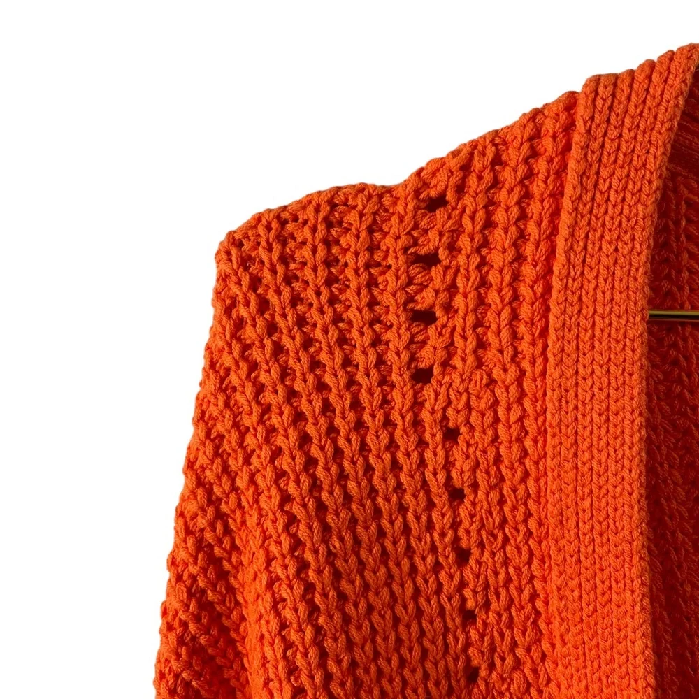 Free People Orange Chunky Oversized Cardigan Sweater Size Small - Picture 4 of 7